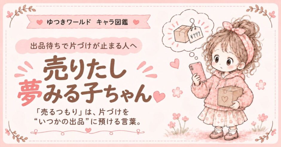 「売るつもり」で片づけが止まりやすい感情住民・売りたし夢みる子ちゃんのキャラクター画像